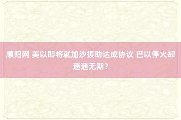 顺阳网 美以即将就加沙援助达成协议 巴以停火却遥遥无期？